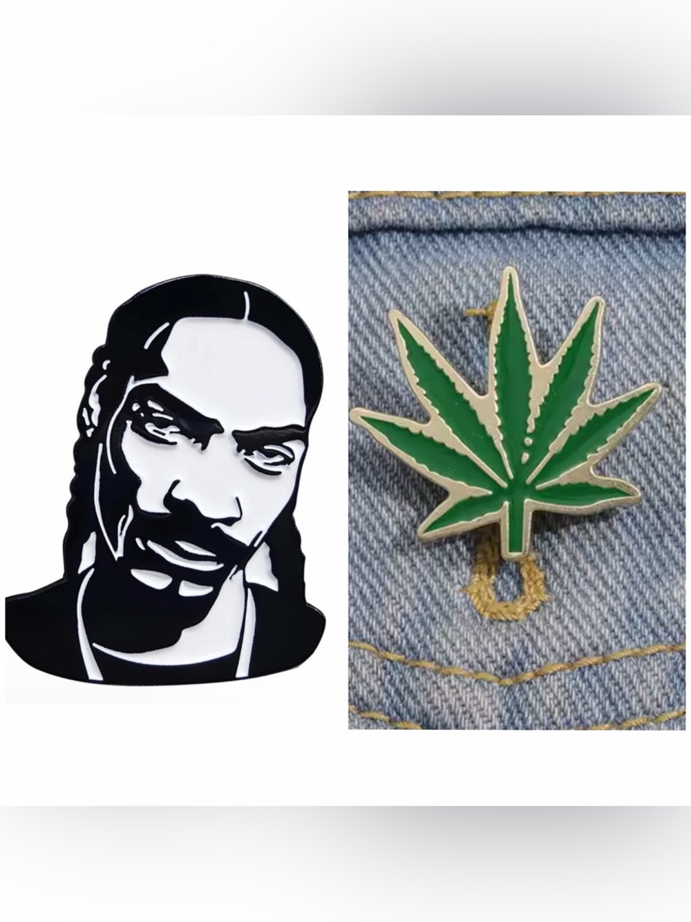Snoop Dogg & Green Cannabis Leaf Enamel Pin - Pin Accessories